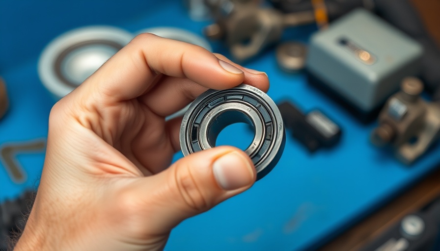 Close-up of lubricating sealed bearings in a workshop setting.