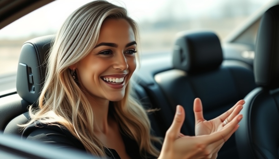 Woman discussing new construction home shopping tips in car.