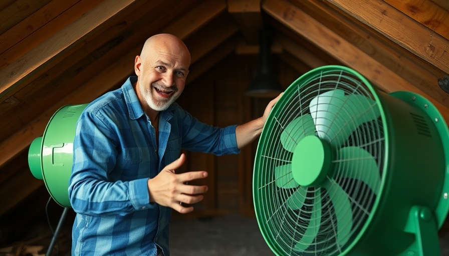 Man explaining energy-efficient renovations in attic to cut AC bill.