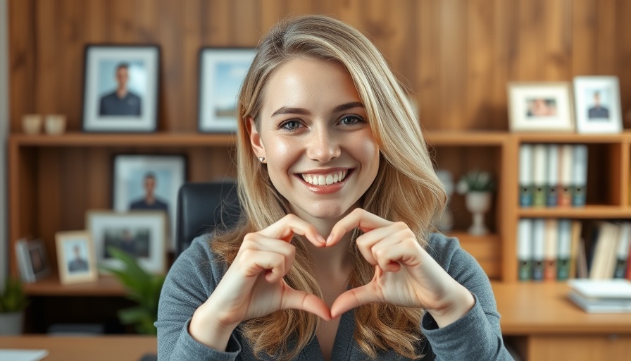 Smiling woman making heart shape, best websites to search for a home.
