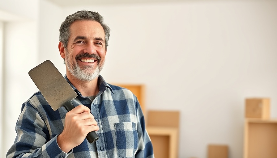 Middle-aged man with home improvement tool, DIY setting.