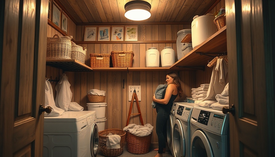 Rustic laundry nook transformation with cozy aesthetic and warm lighting