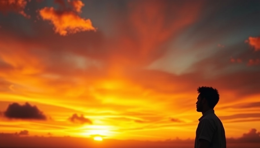 Personal growth after loss, under a vivid sunset sky with a thoughtful silhouette.