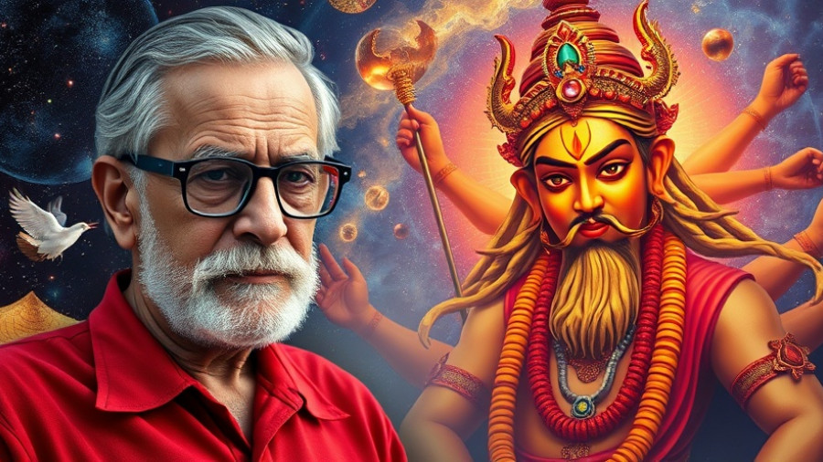 Kali Yuga insights with Brahma depiction and elderly man.
