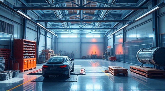 advanced quantum technology, innovative, designing, photorealistic, futuristic workshop with digital blueprints, highly detailed, laser guidance beams, high definition, metallic hues, natural light, shot with a prime lens.