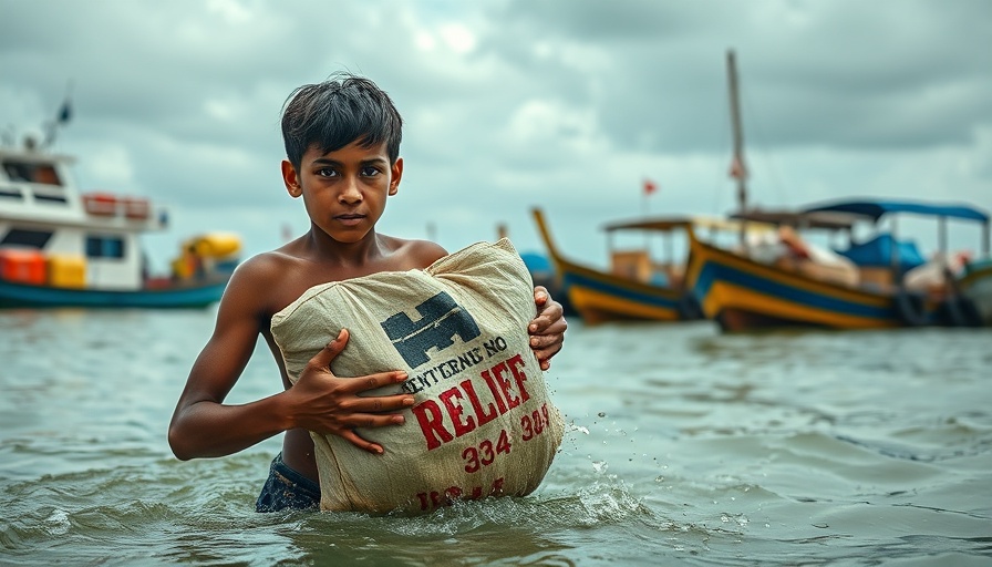 USAID Famine Early Warning Systems Network relief operation at flood site.