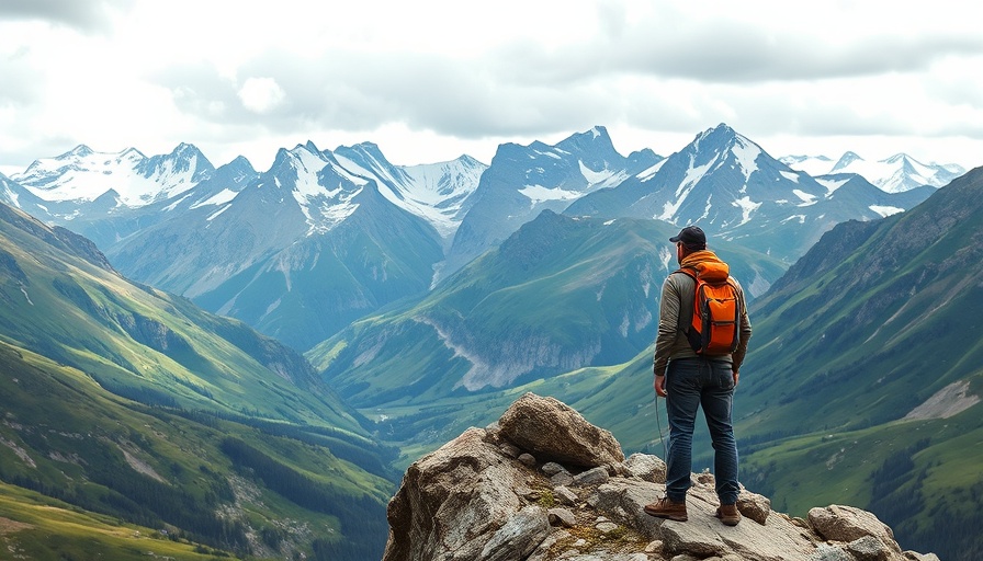 Traveler explores Rocky Mountains with breathtaking views.