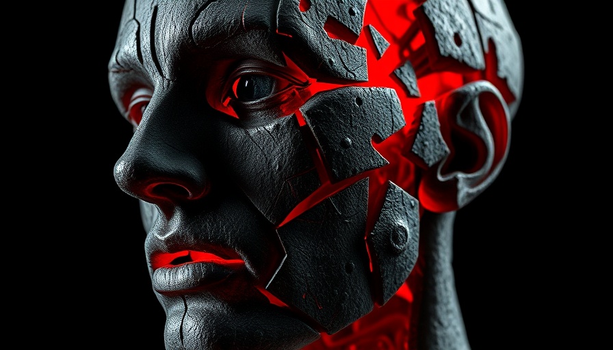 Fractured human face sculpture illustrating AI vulnerability.