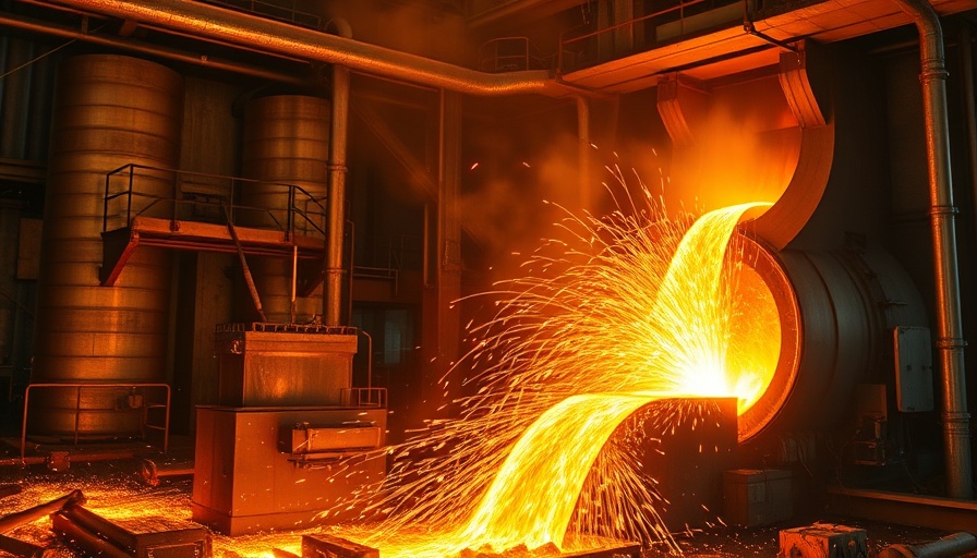 Molten steel pouring from furnace in green steel production