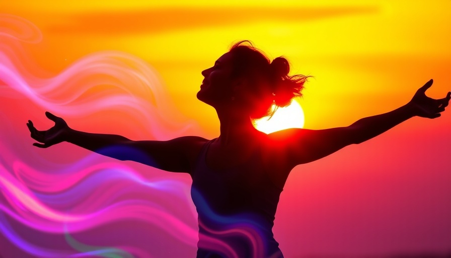 Woman embracing healing from cPTSD in a vibrant sunset.