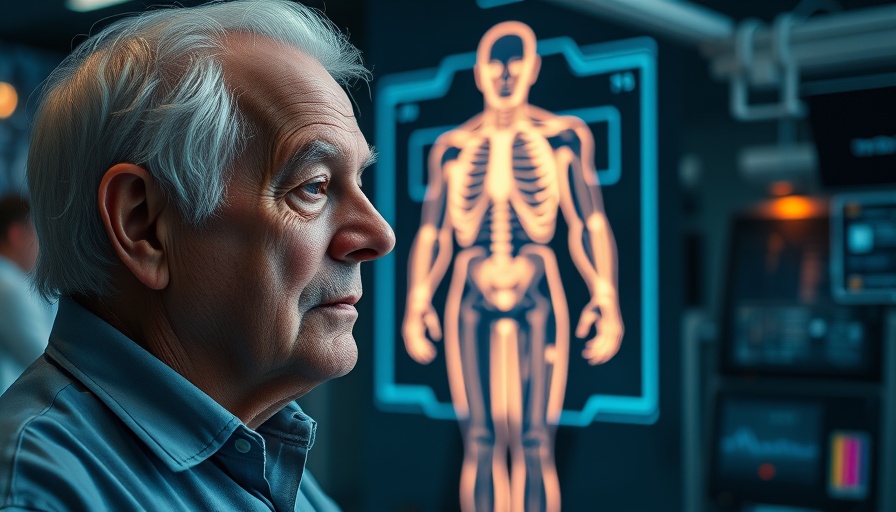 Elderly man with human body graphic, You're Not Broken, You're Programmed.