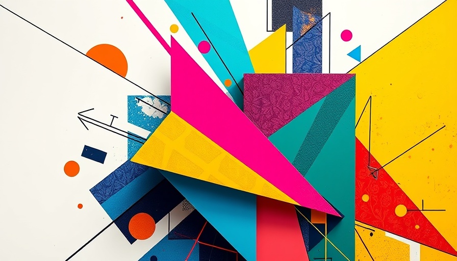 Abstract geometric art with bold colors and shapes.