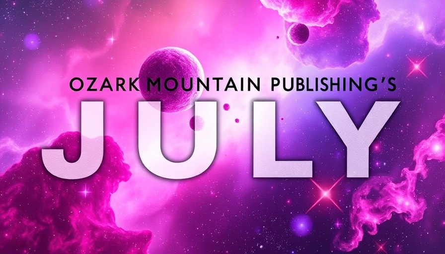 Ozark Mountain Publishing July promo with cosmic theme.