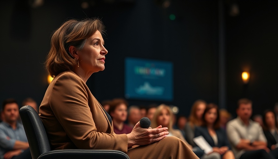 Dolores Cannon discussing UFO research, seated at a speaking event.