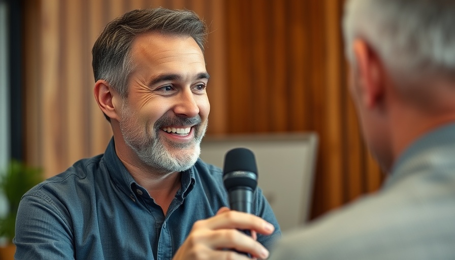 Functional fitness benefits discussed by smiling man in studio.