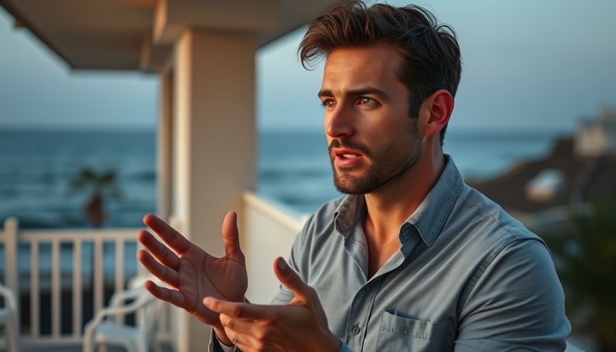 Man gesturing how to get rid of parasites on a balcony.
