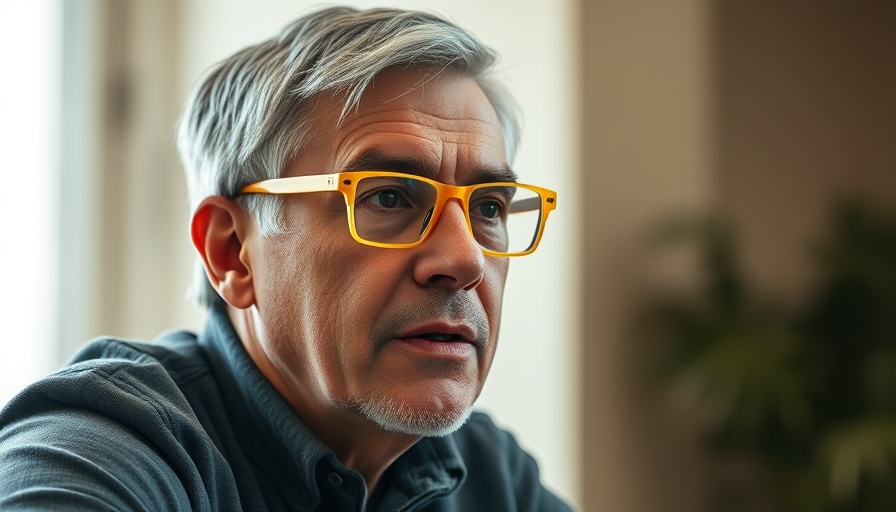 Middle-aged man discussing sleep optimization indoors calmly.