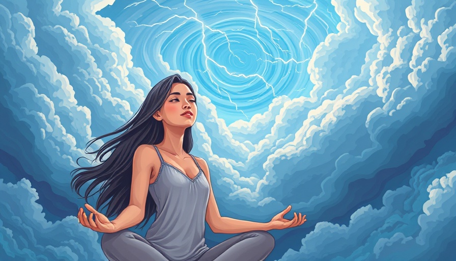 Mindfulness for chronic illness: serene woman meditating in dramatic sky