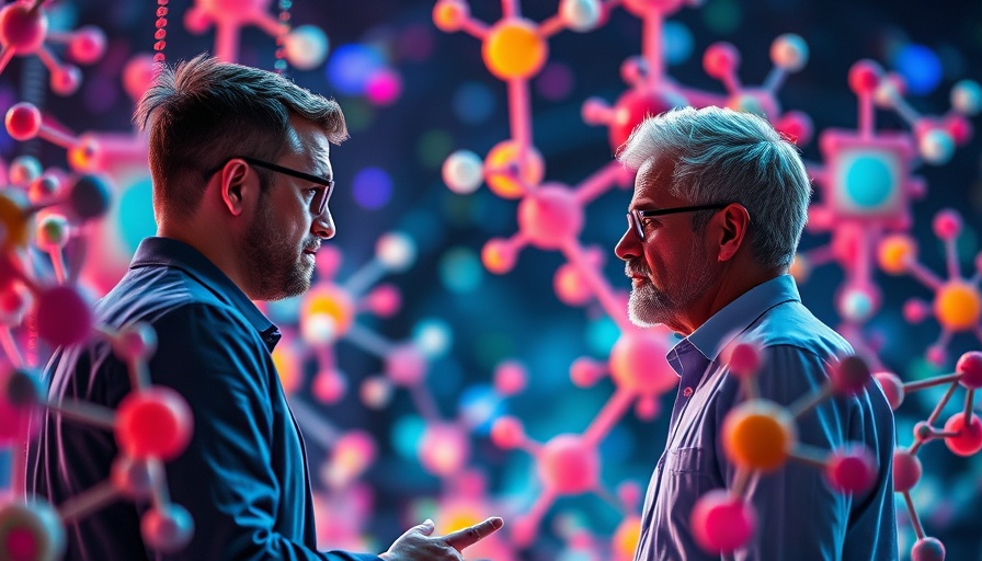 Dynamic molecular structure illustration with machine learning theme.