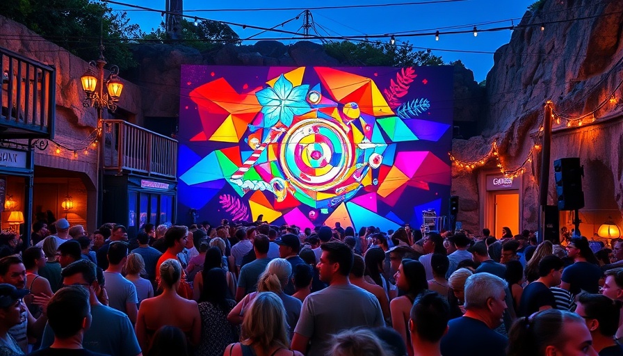 Cheer Up Charlies event with colorful mural and vibrant crowd.