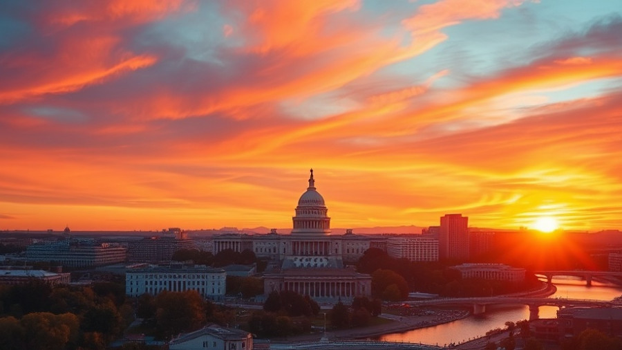 Impact of the government shutdown on Texas with Washington D.C. at sunset.