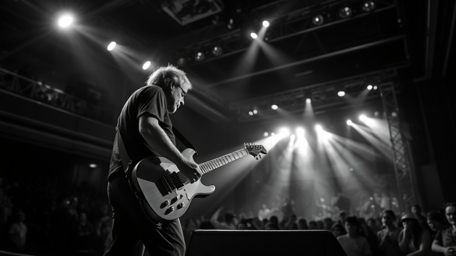 Guitarist performing at an Austin live music event.