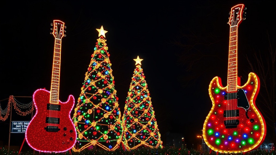 Austin holiday celebrations with festive guitar lights.