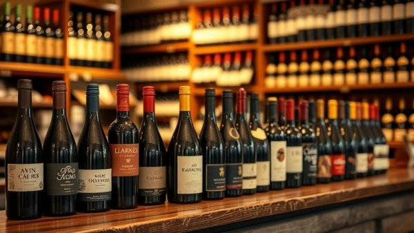 Find the Best Discounts for Wine Online: wine bottles display in a shop.