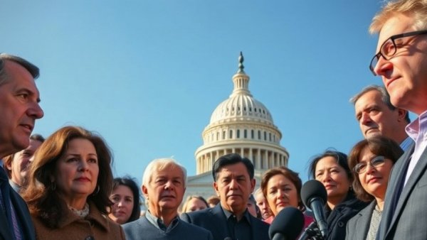 Press conference discussing Epstein Files impact on businesses outside Capitol.