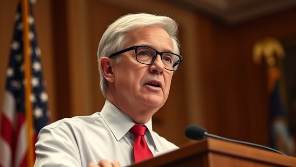 Brownstone Institute Health Policy Influence: man speaking with American flag behind.