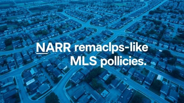 NAR MLS membership requirement change sign over suburban aerial view.