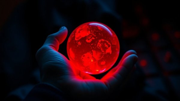 Illuminated red crystal sphere held by a hand, AI Tools for Texas Small Businesses