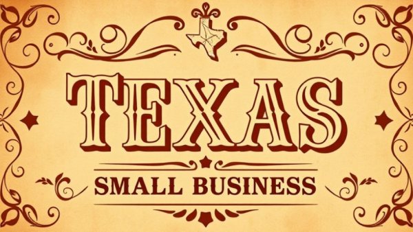Texas-themed vintage text highlights small business insights.