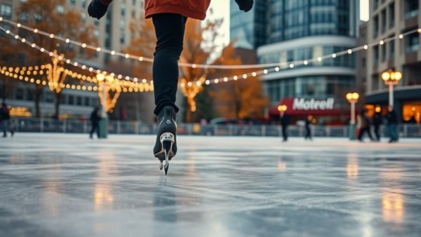 Ice skating at Austin outdoor rink during community event.