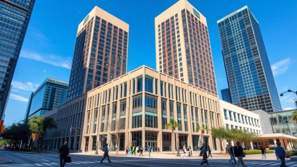 Austin City Hall with skyscrapers, symbolic of the Austin community.