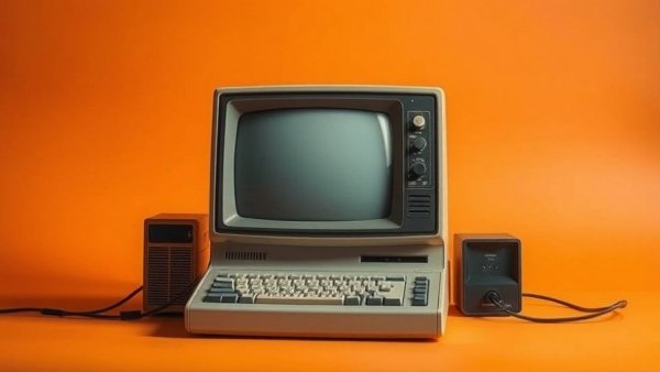 Affordable AI for small business symbolized by a vintage computer.