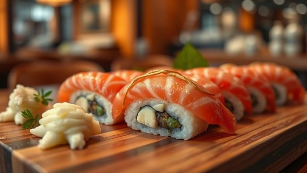 Austin Sushi Bar Toyosu Market exquisite sushi on wooden platter.