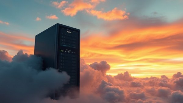 Digital servers in colorful clouds, symbolizing AI tools for Texas small business.