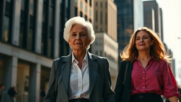 Two women leaving building illustrating Texas dementia fund legal challenges.