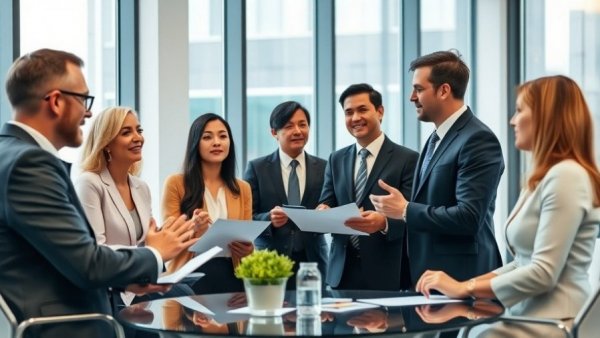 Psychology of Selling meeting with professionals discussing strategy.