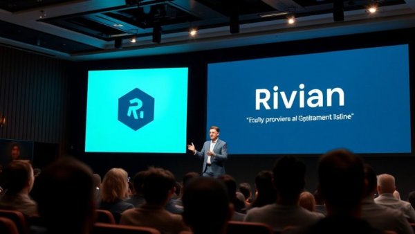 Presenter introducing Rivian AI Assistant on stage.