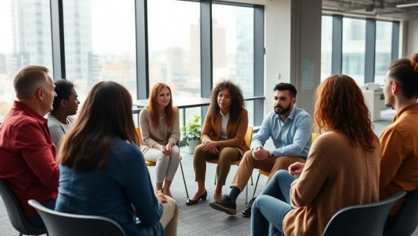 Group discussing conflict resolution skills in Texas small business setting.