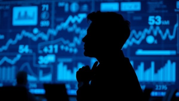 Professional contemplating AI tools for business adaptability with digital displays.