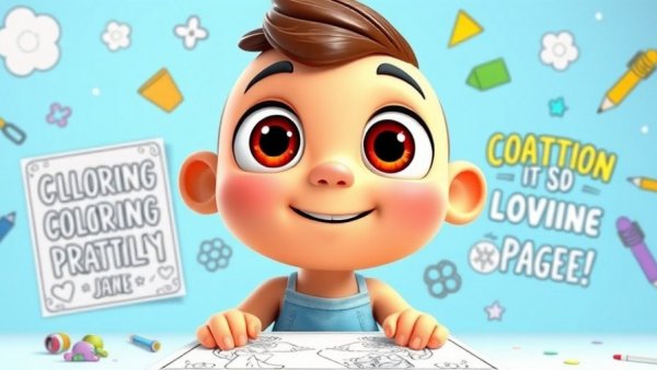 Playful character promoting AI Coloring Pages for Kids