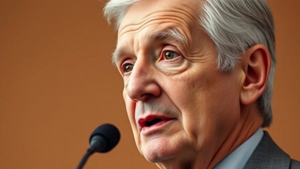 Mature man in suit speaking at microphone about Texas A&M lecturer firing controversy.