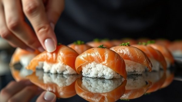Sushi preparation close-up, reflecting expertise in Austin community cuisine.