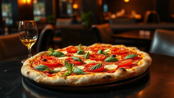 Austin Community dining scene with gourmet pizza and salad.