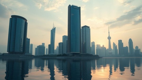 Austin cityscape with skyscrapers at dawn reflecting in water.