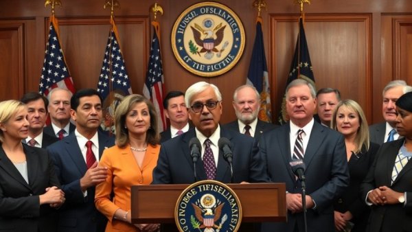 Politicians discussing Texas ACA Subsidy Extension at press event.