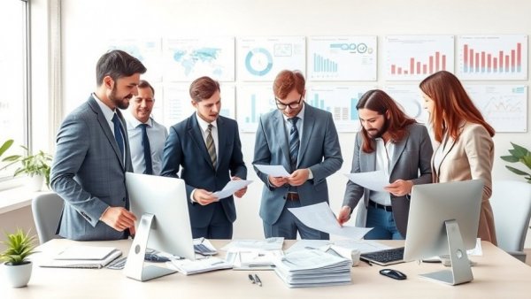 Office setting illustrating how paycheck pay is calculated, featuring diverse employees at work.